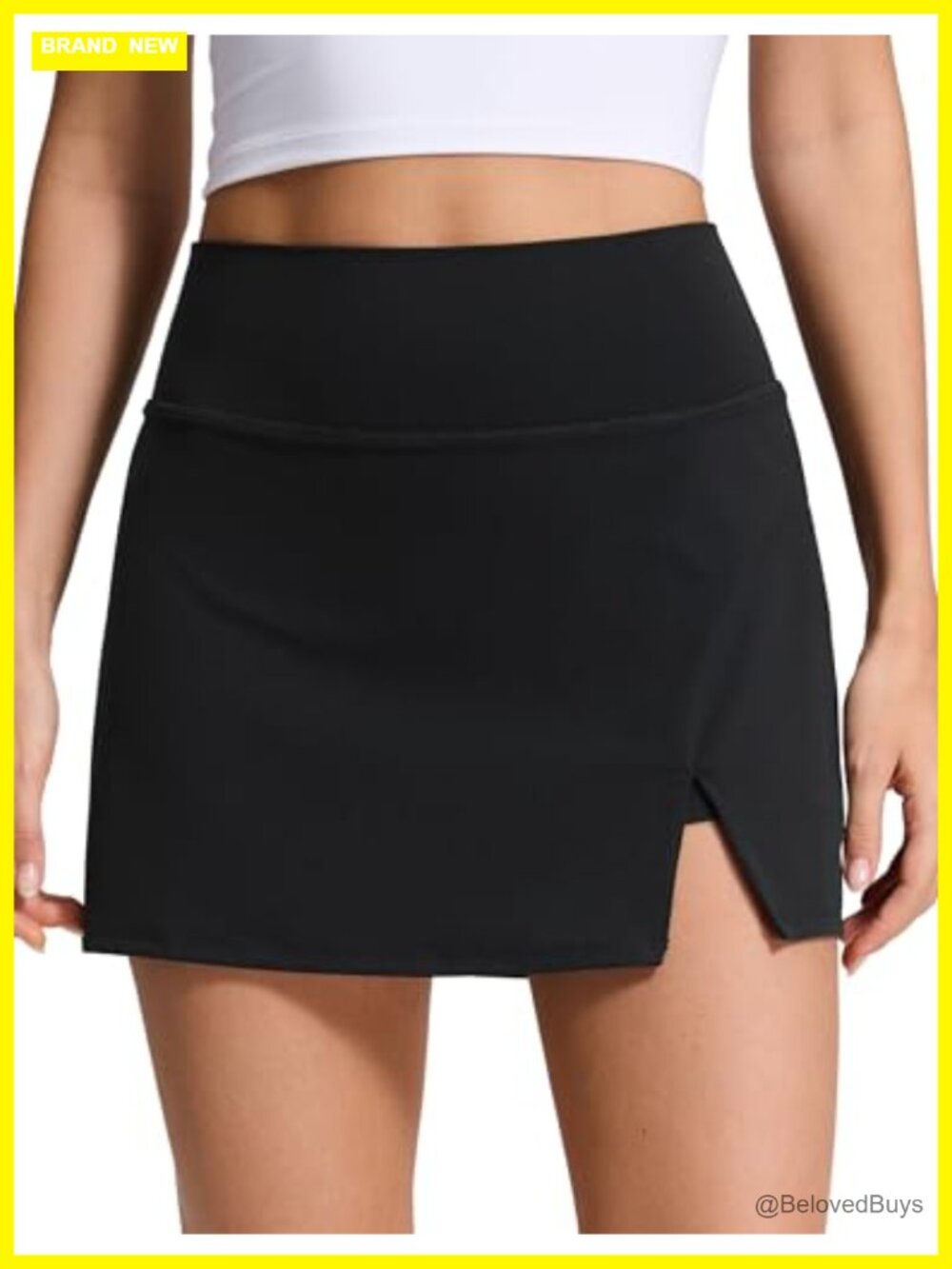 High Waisted Golf Skirt with Front Slit & Pockets